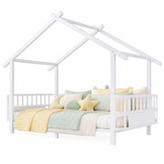 Letto per Bambini 90 x 200 cm; con sponda e tetto - in Metallo - Bianco