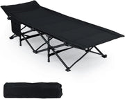 Letto da campeggio con borsa portaoggetti, letto da campo pieghevole con borsa laterale, letto esterno per 1 persona poggiatesta inclinato, carico di 180 kg, per viaggio, campeggio, 189 x 69