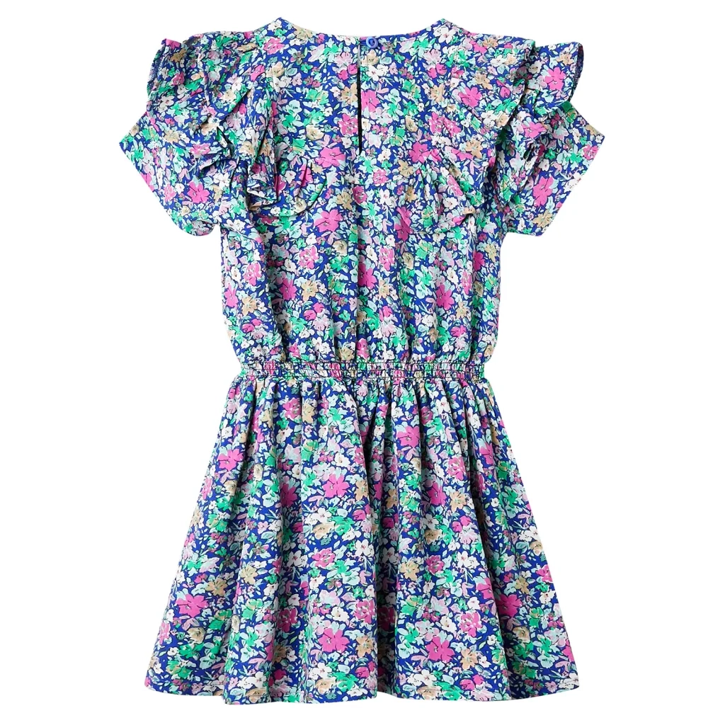 Abito da Bambina con Maniche a Volant Blu Cobalto 92 CFW2976354
