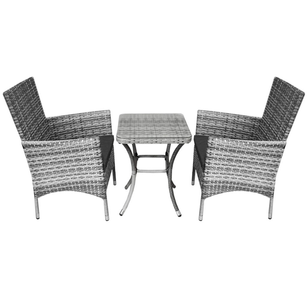 Jardí Set Bistro Giardino Polyrattan 2 Poltroncine Tavolino e Cuscini
