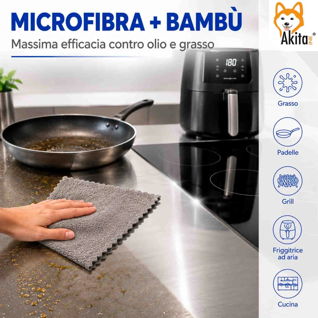 Akitaink 3 Panni in Microfibra Bambu 38x35 cm