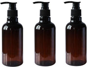 Set di flaconi in plastica leggeri e riutilizzabili - marrone - adatti per gel e shampoo - 3 pezzi - 250 millilitri