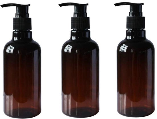 Set di flaconi in plastica leggeri e riutilizzabili - marrone - adatti per gel e shampoo - 3 pezzi - 250 millilitri