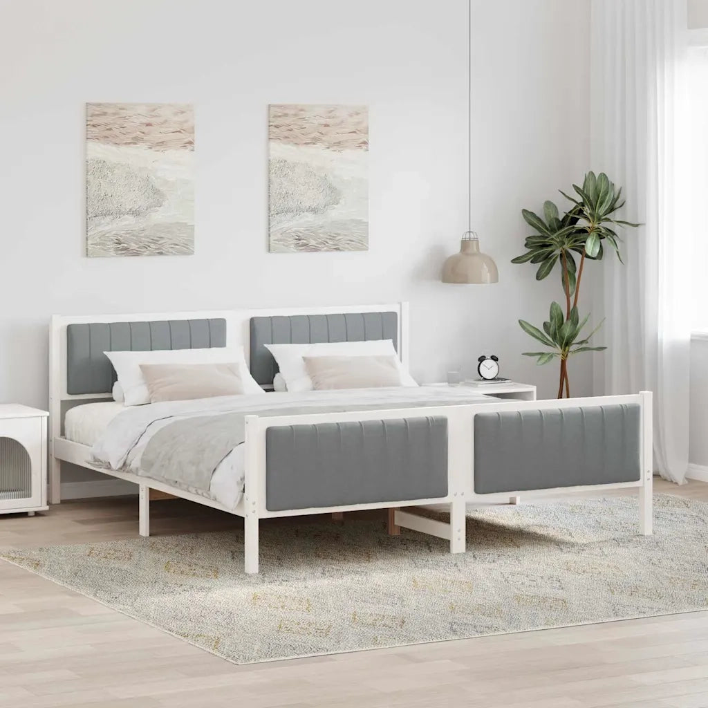 Struttura del Letto Bianco e grigio chiaro 180 x 200 cm 3394307