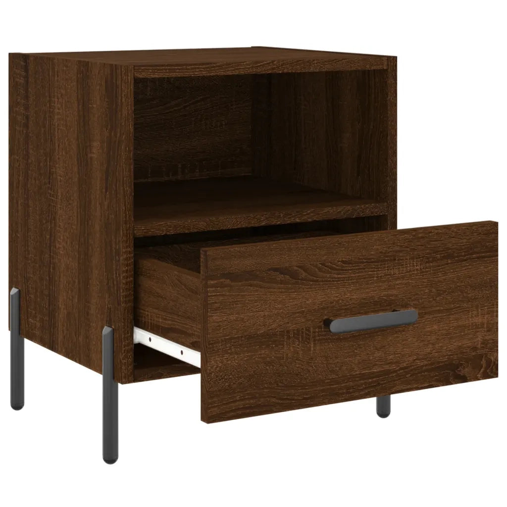 Set di 2 Comodini | Armadio da Notte | Mobiletto da notte Rovere Marrone 40x35x47,5 cm in Legno Multistrato