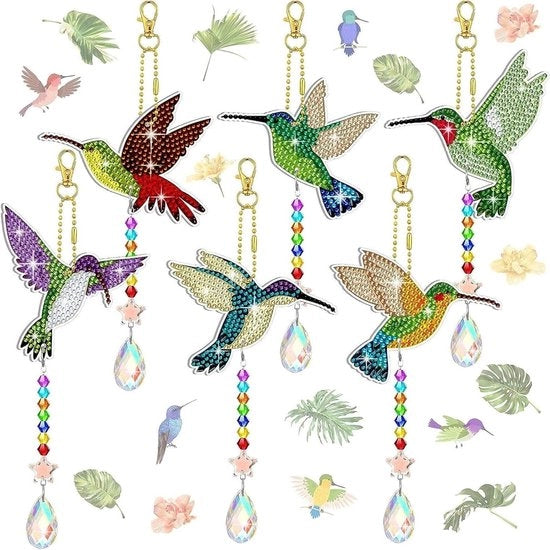 Pittura a diamanti a doppia faccia set per adulti e bambini - 5D sleutelhanger con ornamento di cristallo pendente.