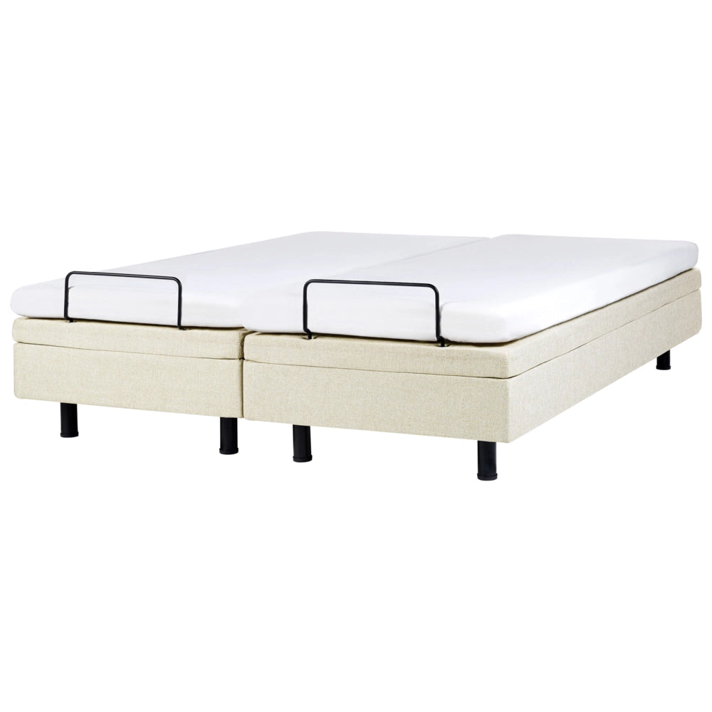 Letto elettrico matrimoniale tessuto beige regolabile con telecomando senza testiera 180x200 cm stile moderno