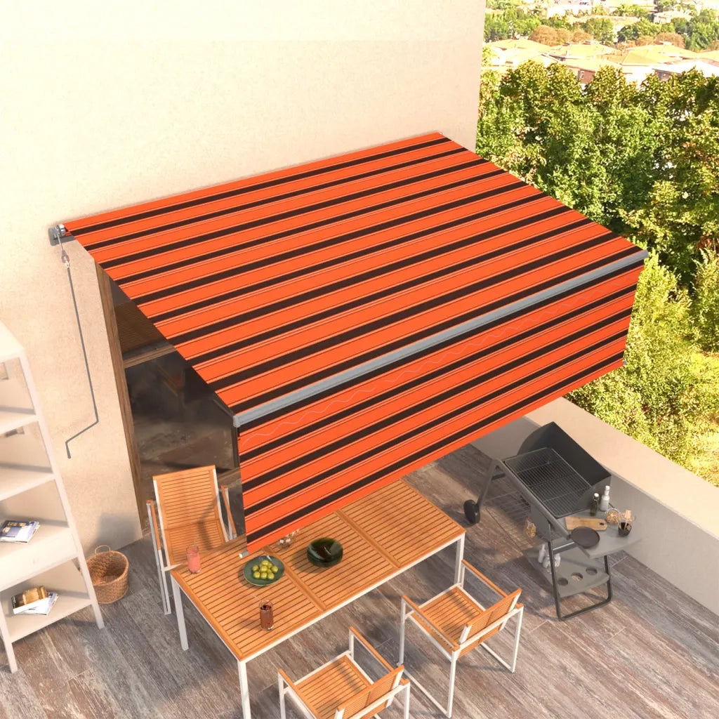 Tenda da Sole Retrattile Automatica 4,5x3m Arancione e Marrone 3069450