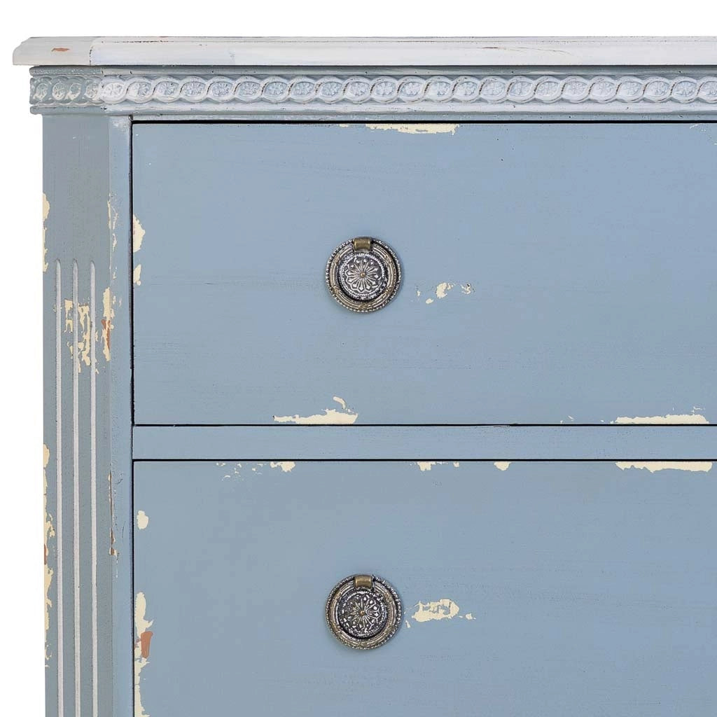 Cassettiera in legno blu con 3 cassetti 92x46x81h cm