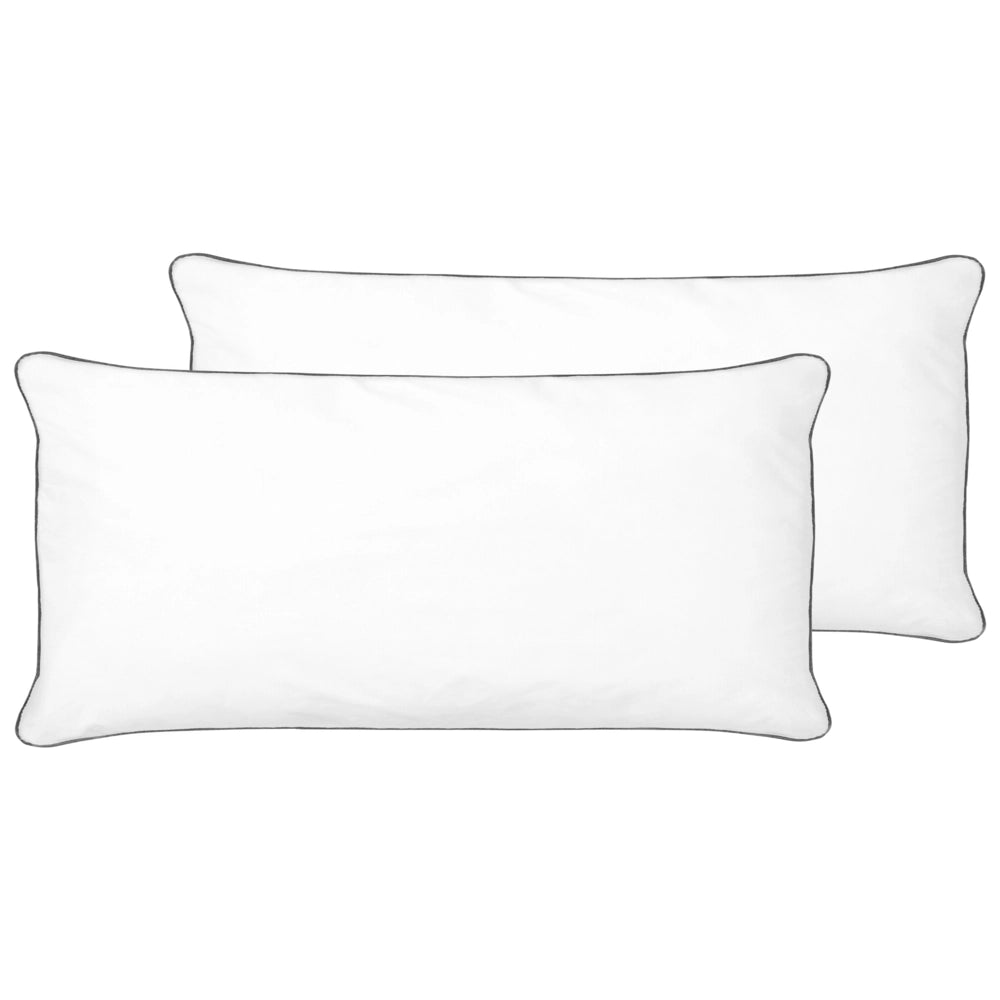 Set di 2 guanciali in cotone di Japara bianco imbottitura in microfibra di cotone 40 x 80 cm alto profilo design tradizionale
