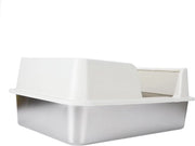 Ciotola per gatti in acciaio inossidabile con coperchio, dimensioni extra grandi, bianco, per grandi e più gatti, design moderno