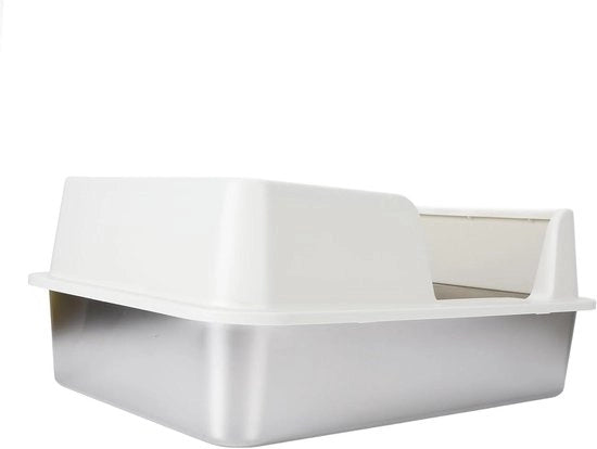 Ciotola per gatti in acciaio inossidabile con coperchio, dimensioni extra grandi, bianco, per grandi e più gatti, design moderno