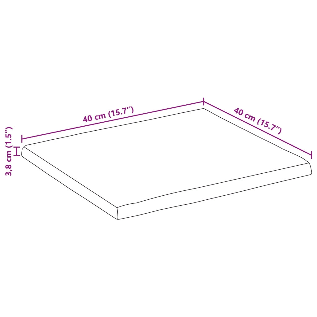 vidaXL Piano Tavolo 40x40x3,8 cm Quadrata Massello Acacia Bordi Vivi