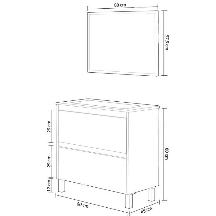 COMPOSIZIONE BAGNO DAKOTA 80X45XH80CM NORDIK CON C