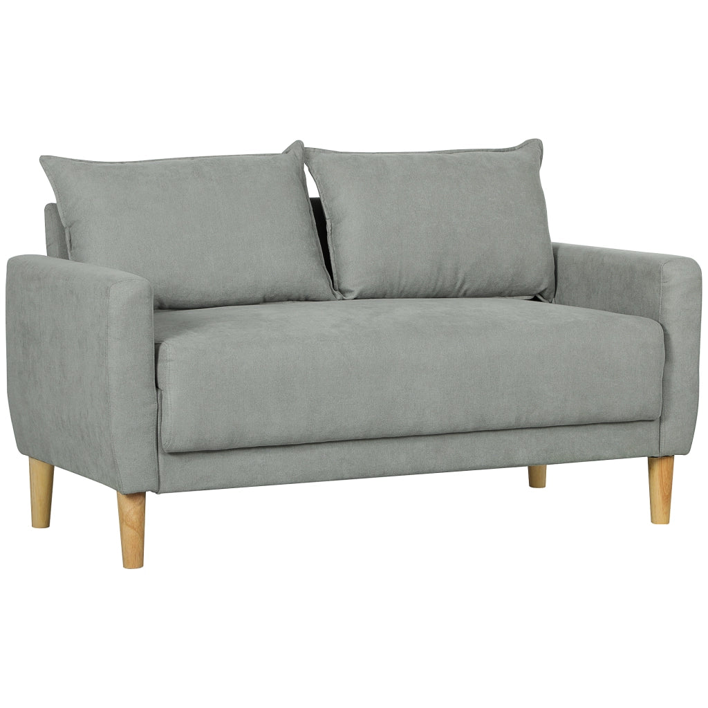 Divano 2 Posti in Tessuto ¨C Zephmum ¨C Grigio con Gambe in Legno e Cuscini