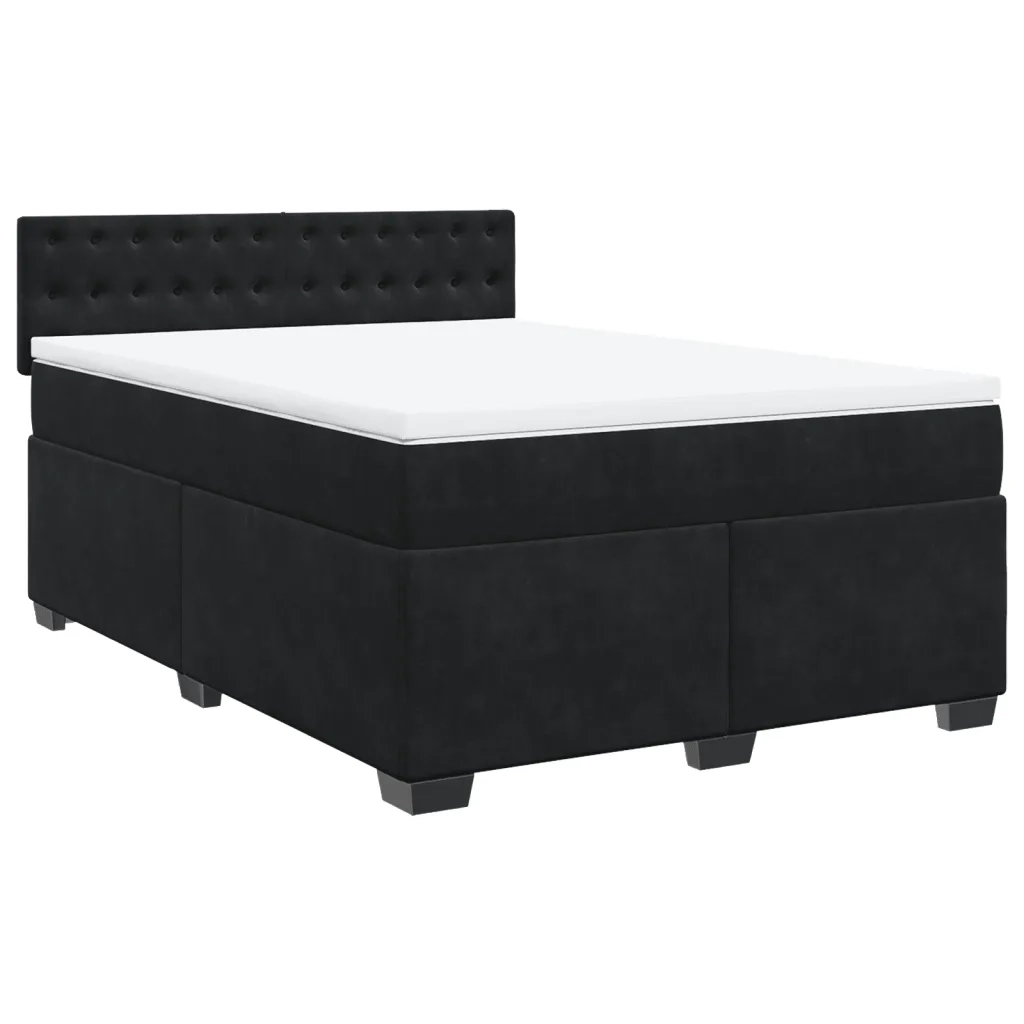 vidaXL Giroletto a Molle con Materasso Nero 160x200 cm in Velluto