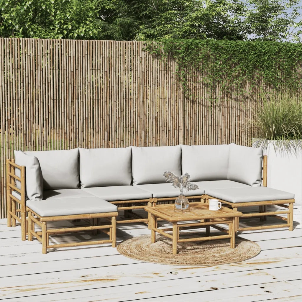 Set Salotto da Giardino 7pz con Cuscini Grigio Chiaro BambÃ¹cod mxl 100296