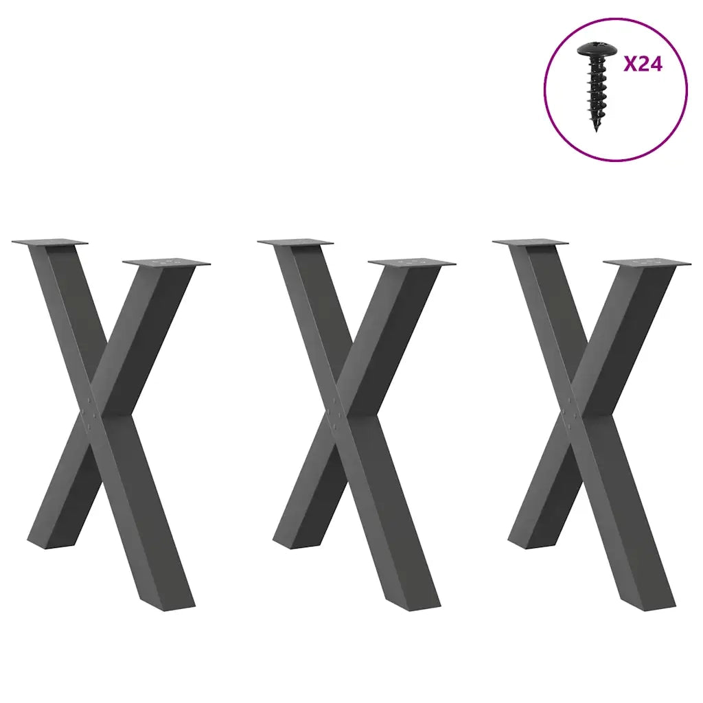 Gambe per tavolo da pranzo a forma di X 3 pz Antracite 80x(72-73) cm Acciaio 4012994