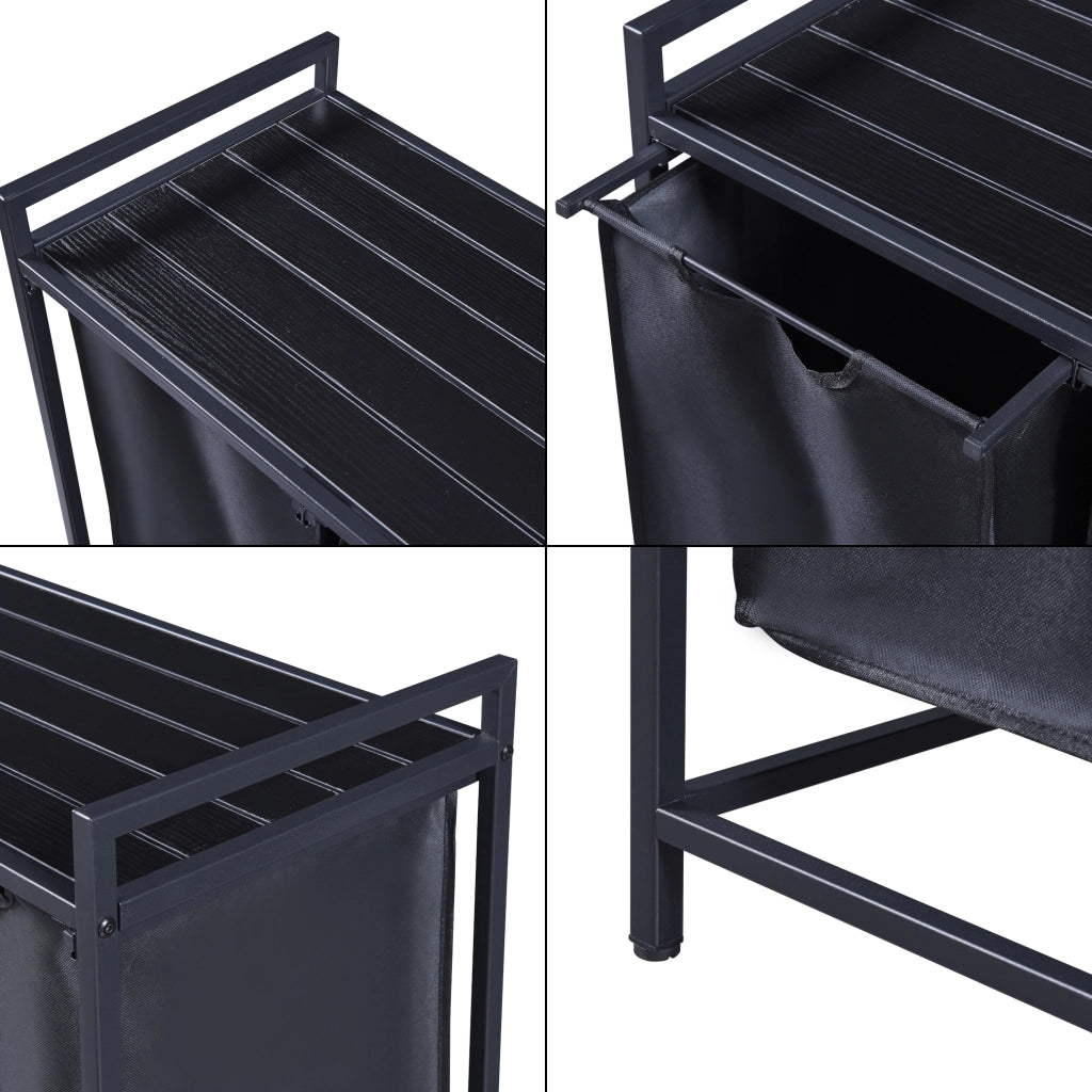 Mobile Portabiancheria Saltvik Sacchi Rimovibili Capienza 3x 45 L - Nero [en.casa]