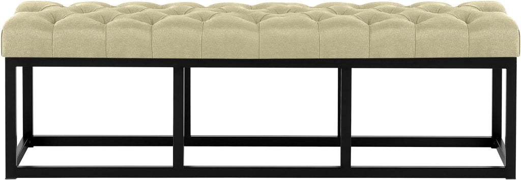 Panca design AMUN in metallo nero opaco e tessuto Tortora,150 cm