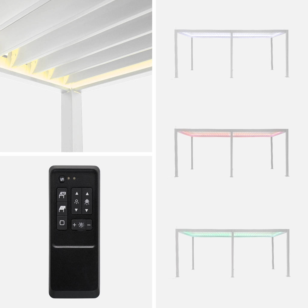 Pergola bioclimatica 3x6m elettrica in alluminio con illuminazione a