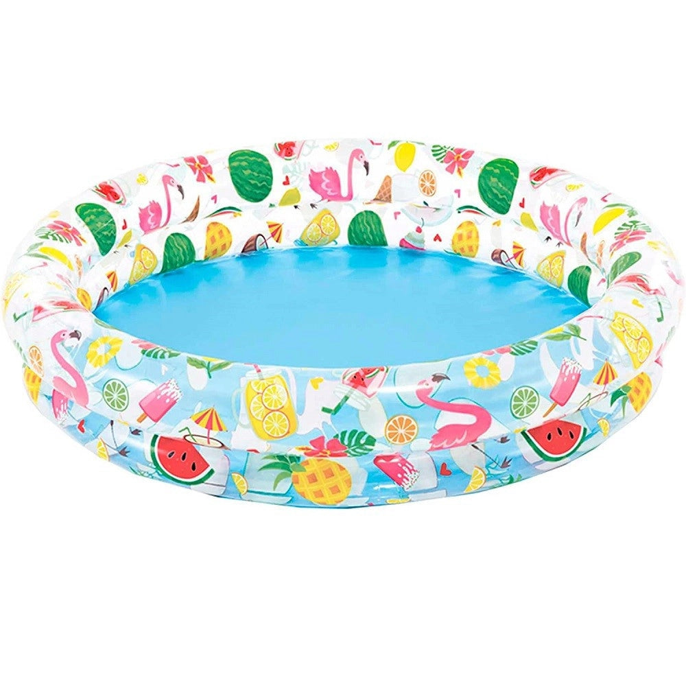 Trade Shop - Piscina Gonfiabile Frutti Estivi Multicolore 2 Anelli Rotonda 122 X 25 Cm 59421 -
