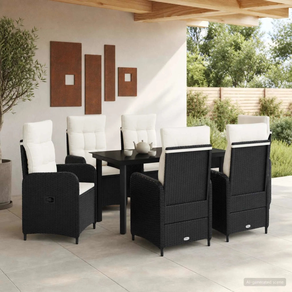 Set Tavolo da Salotto 7 pz Nero e Bianco Crema 3422481
