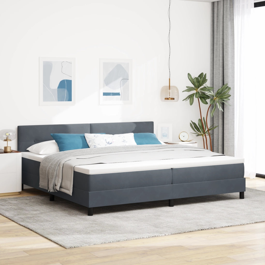 Letto a Rete con Materasso  Grigio Scuro 200x200 cm Velluto