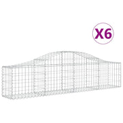 Cestini gabbioni recinzione a gabbia muro di contenimento ad arco 6 pezzi 200 x 30 x 40/60 cm ferro zincato argento 02_0040989