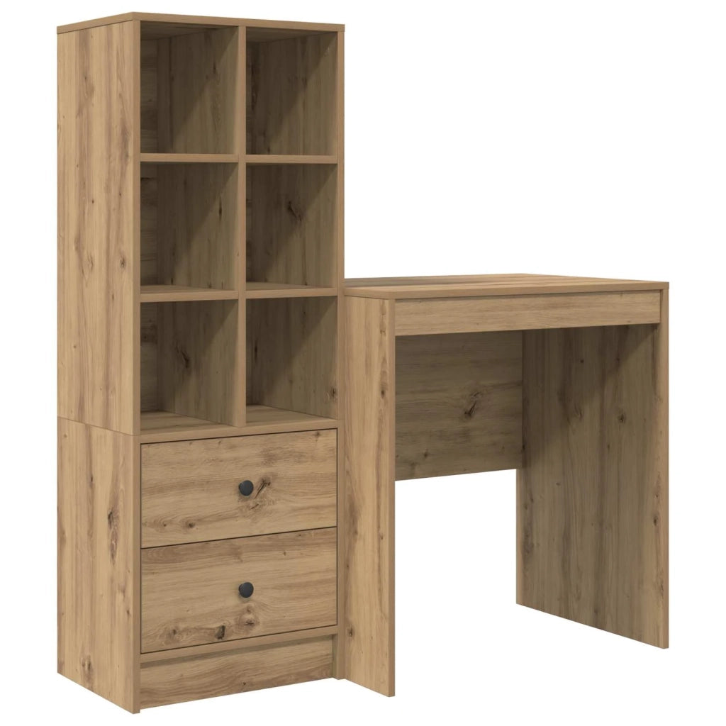 Scrivania con cassetto con lo scaffale 2 pcs Rovere artigianale 3337352