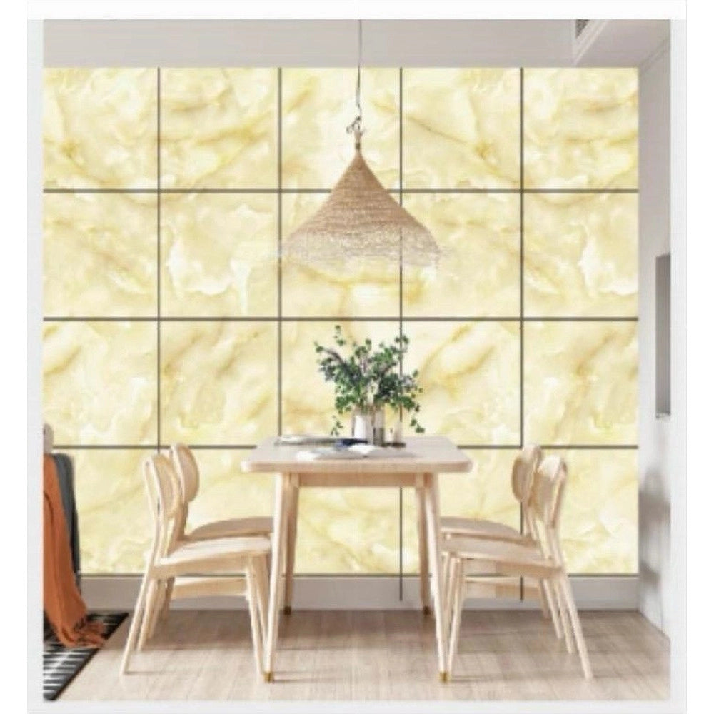 Trade Shop - Pannello Adesivo Effetto Marmo Giallo Perlato Pareti Paraschizzi 300x60cm Stanza -