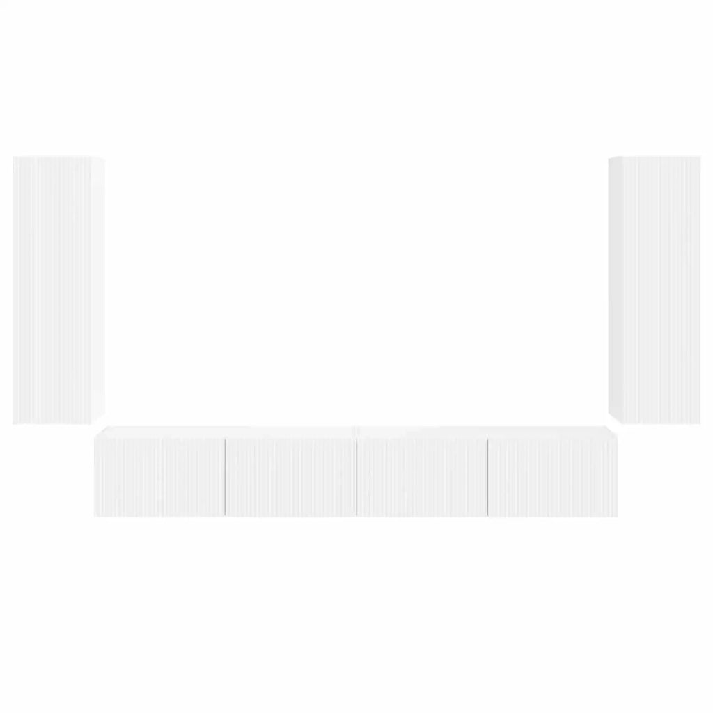Set di Mobiletto da TV a Parete 4 pcs Bianco Legno multistrato