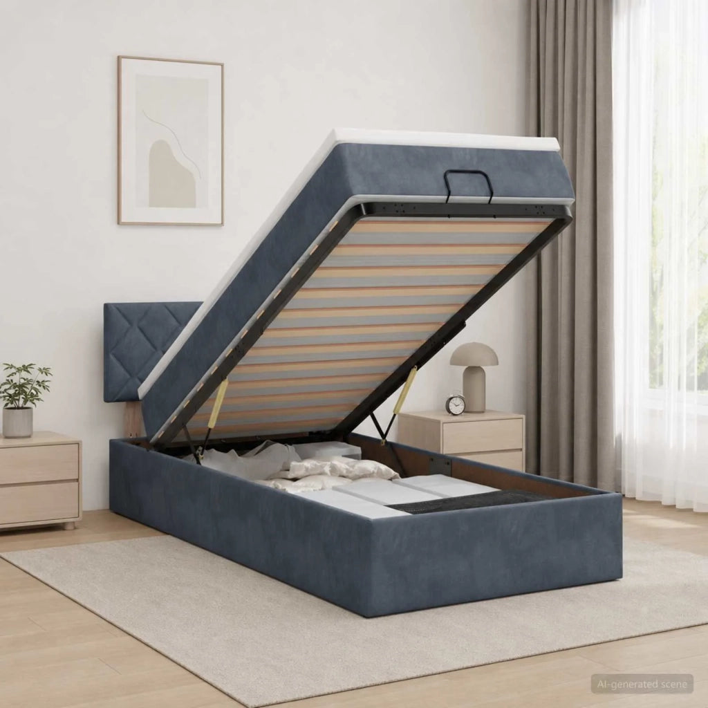 Letto ottomano con materasso Grigio Scuro 100 x 200 cm Velluto 3456610