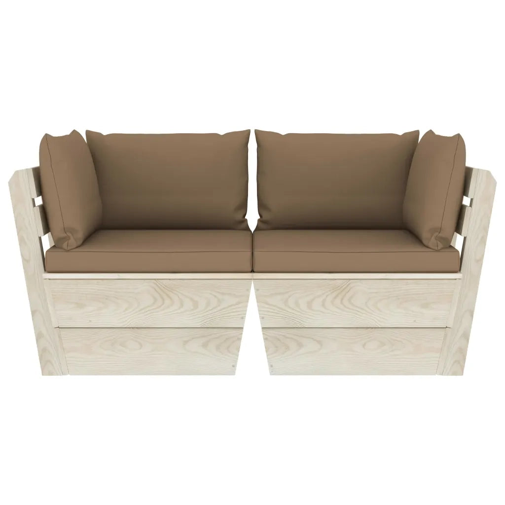 Divano da Giardino a 2 Posti su Pallet con Cuscini Legno Abete cod mxl 43543