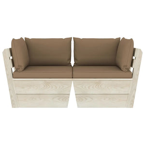 Divano da Giardino a 2 Posti su Pallet con Cuscini Legno Abete cod mxl 43543