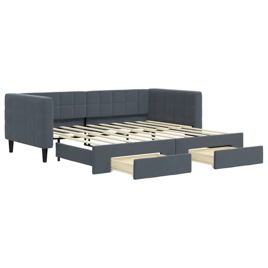 Divano Letto Estraibile Cassetti-Sofa Letto-Daybed Grigio Scuro 90x190cm Velluto 663619