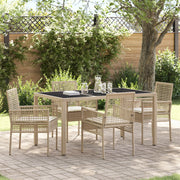Set da Pranzo da Giardino di 5 Pezzi con Cuscini Beige in Rattan Sintetico