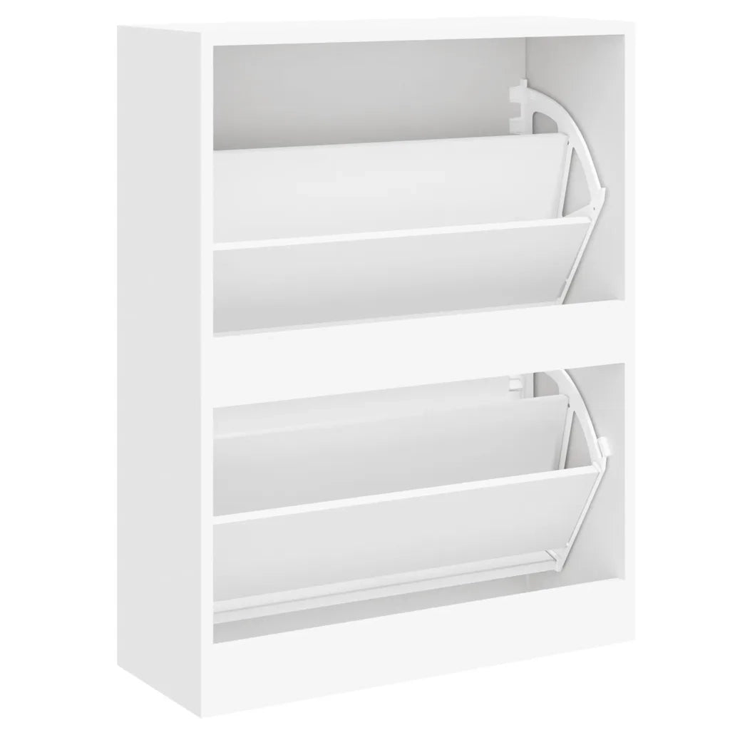 Scarpiera-Scaffale per scarpe Bianco Lucido 63x24x81 cm in Legno Multistrato