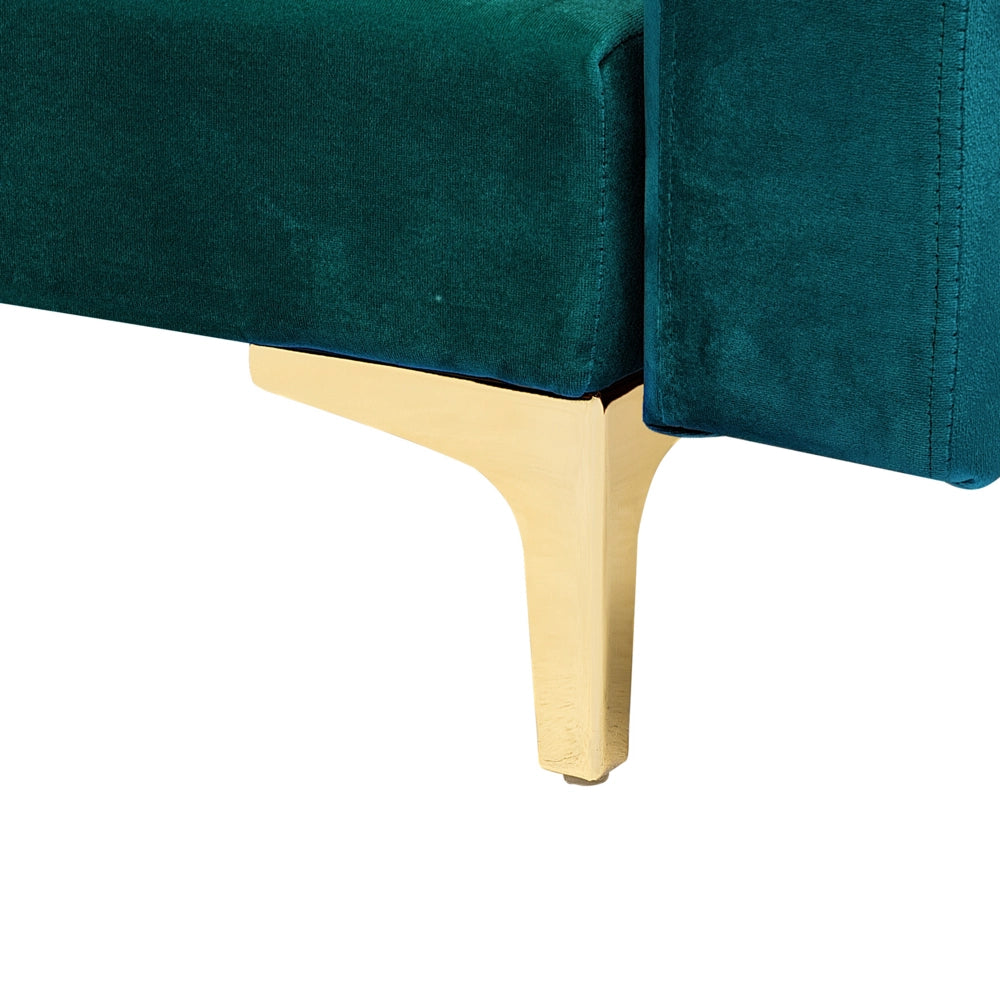 Divano letto ad angolo in tessuto trapuntato in velluto verde acqua moderno a forma di U componibile a 5 posti con chaise longue