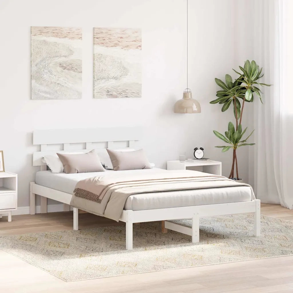 Struttura del letto Bianco 135 x 190 cm Legno massello di pino
