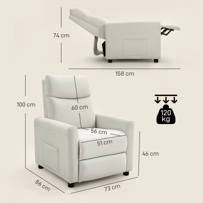 Poltrona relax reclinabile 145° con molle insacchettate