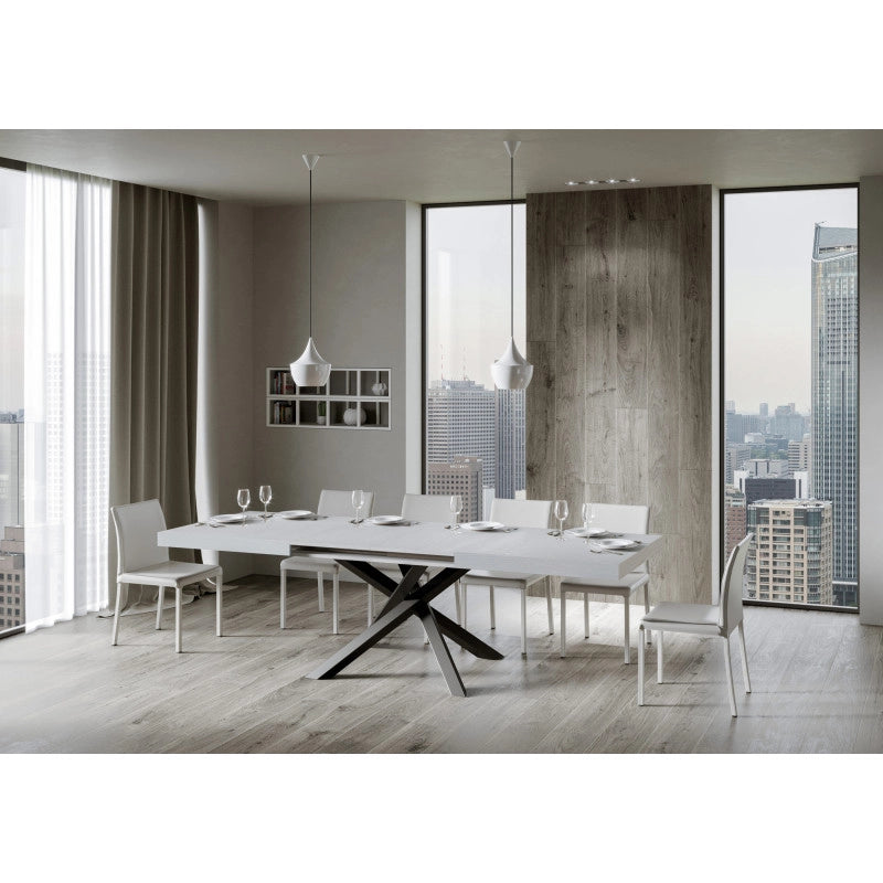 Tavolo allungabile 200/460x90 cm Volantis telaio Antracite - Bianco Frassino