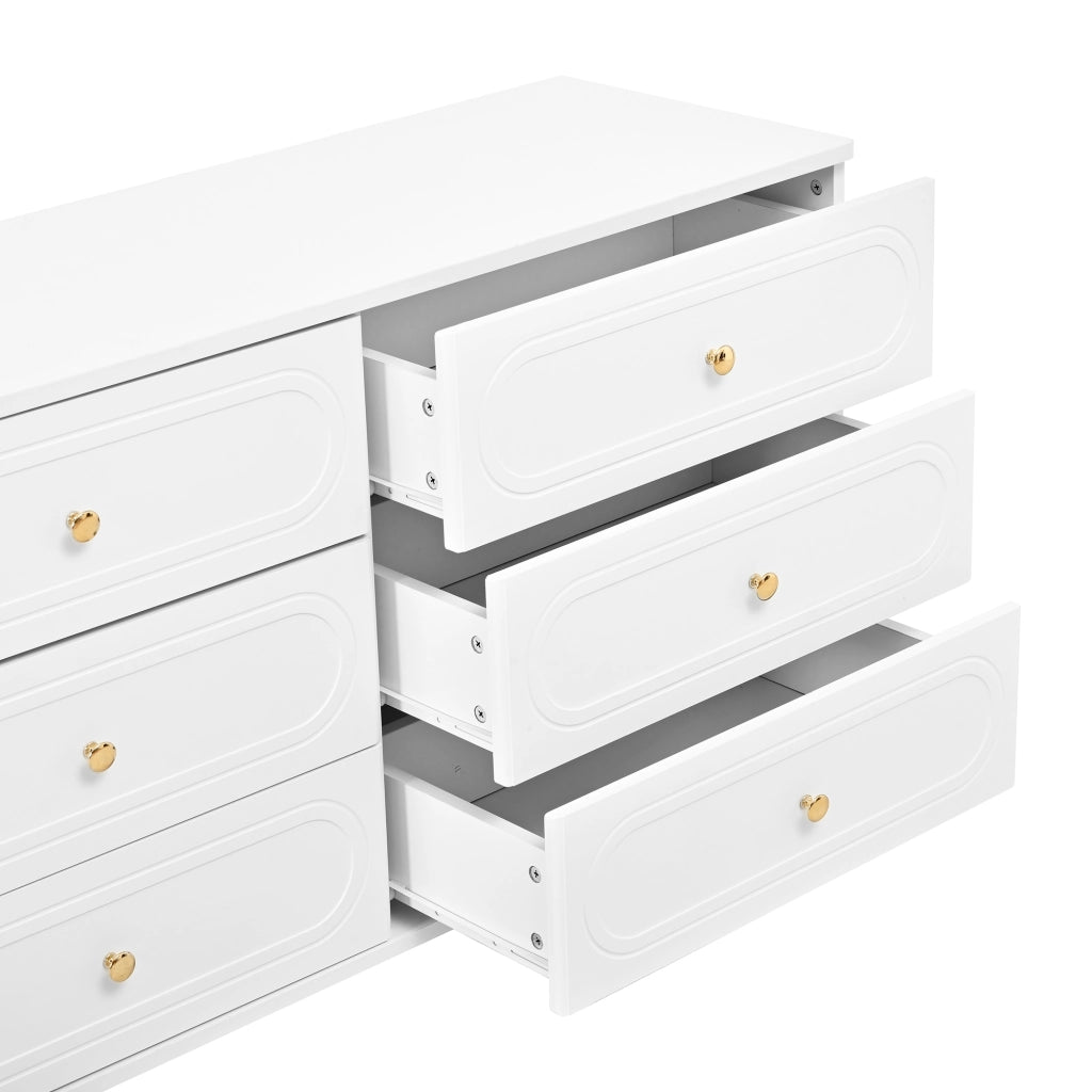Cassettiera, mobile contenitore, 6 cassetti, gambe in metallo, MDF, bianco