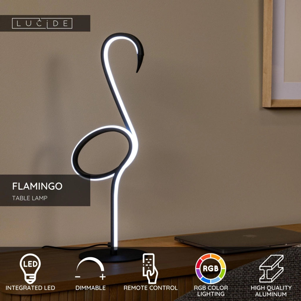 Lampada da tavolo LED RGB nera alluminio FLAMINGO Lucide