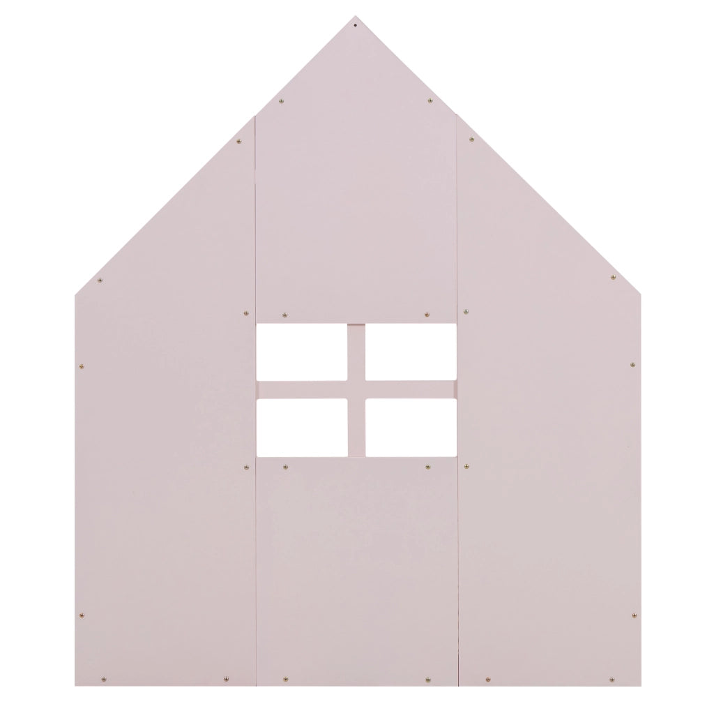 Letto per bambini a forma di casa 90x200 cm in pino e MDF; rosa