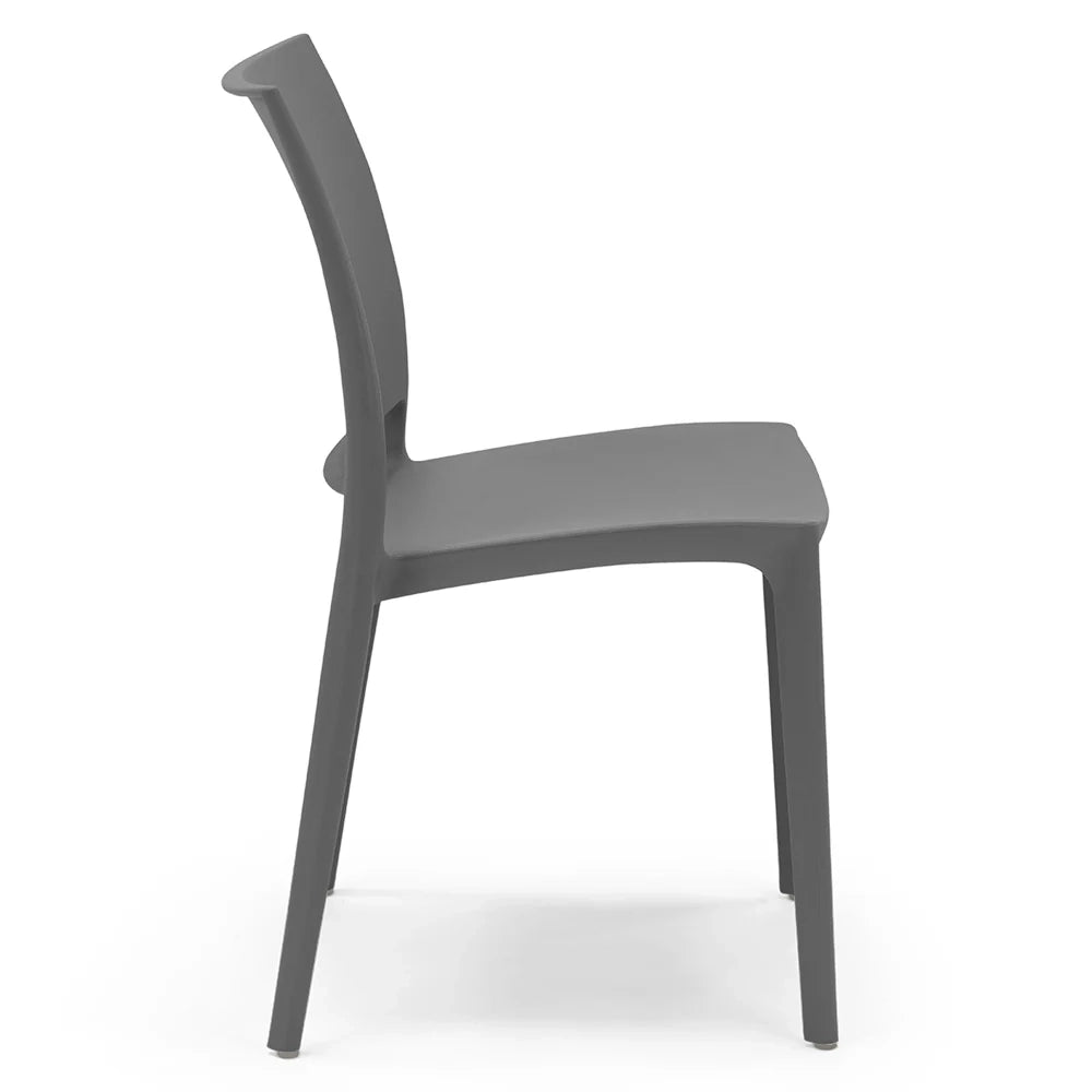 Set 2 sedie in polipropilene MOON impilabile resistente ai raggi UV design moderno ideale per sala da pranzo, cucina, giardino, bar, colore Grigio Metal