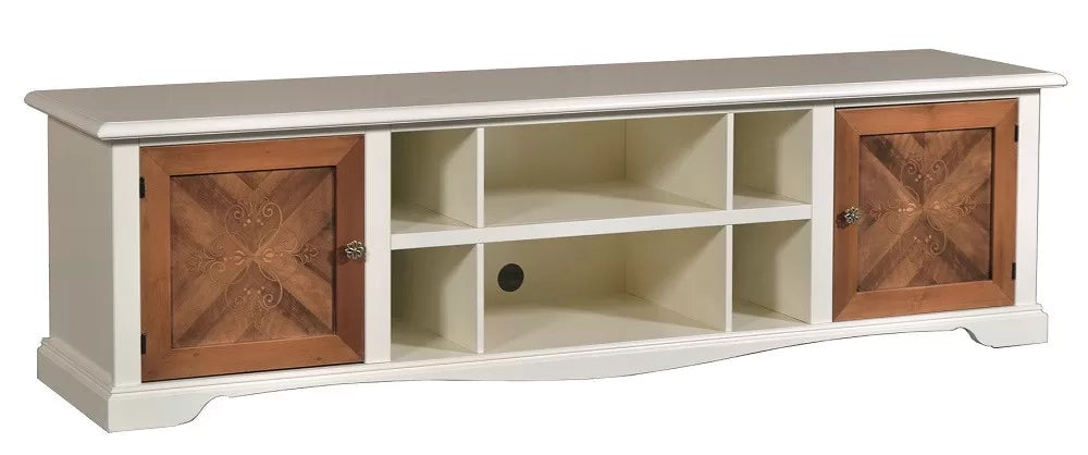 Porta tv classico avorio noce arte povera l.205 p.50 h.58 - Mobili 2G
