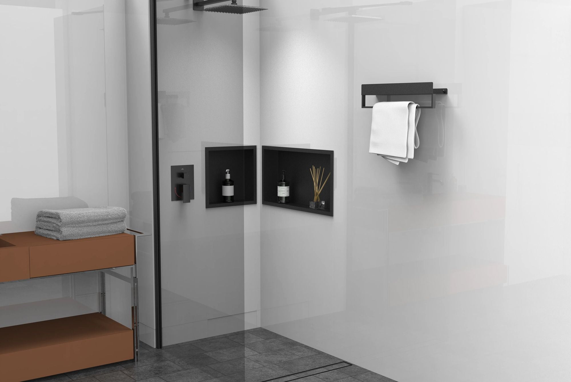 Mensola Da Bagno Sf01 45cm Black Matt