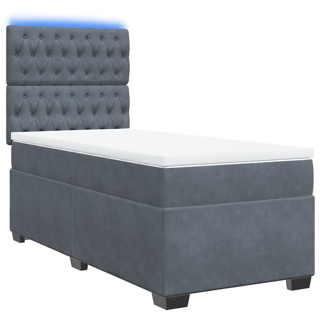 Giroletto a Molle con Materasso Grigio Scuro 80x200 cm Velluto