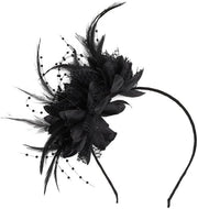 Fascetta con piume - Clip rimovibile - Cintura per capelli - Velata elegante - Accessorio per capelli femminile - Poliestere 15,5 cm - Copricapo
